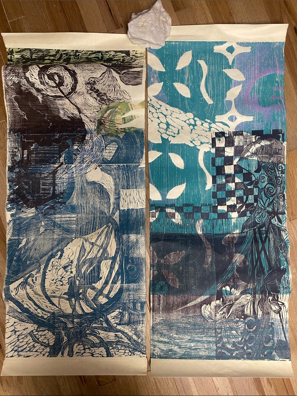 2 abstract wall scrolls artist unknown